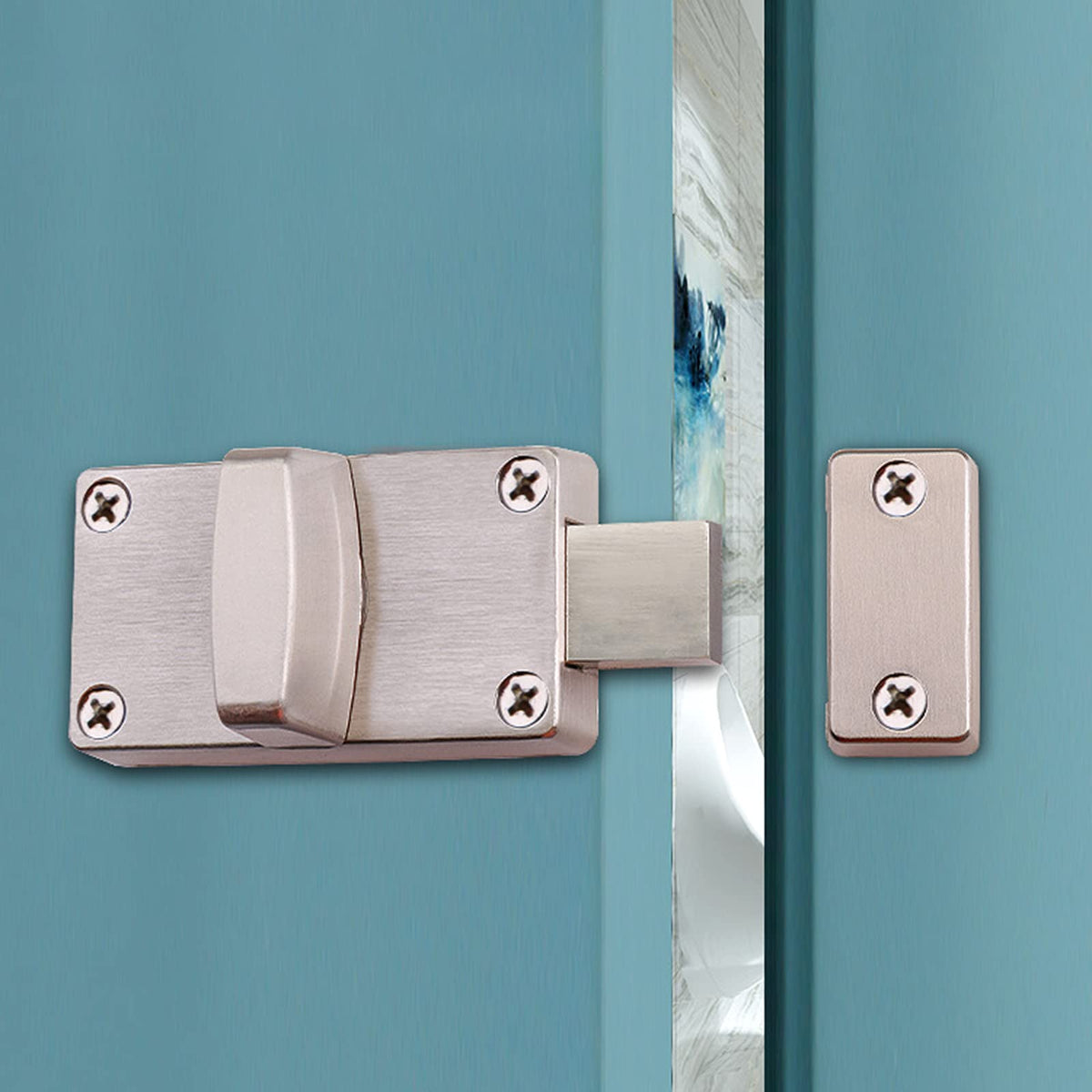 Vacant Occupied Bathroom Lock Zinc Alloy Restroom Door Lock Latch, Silver