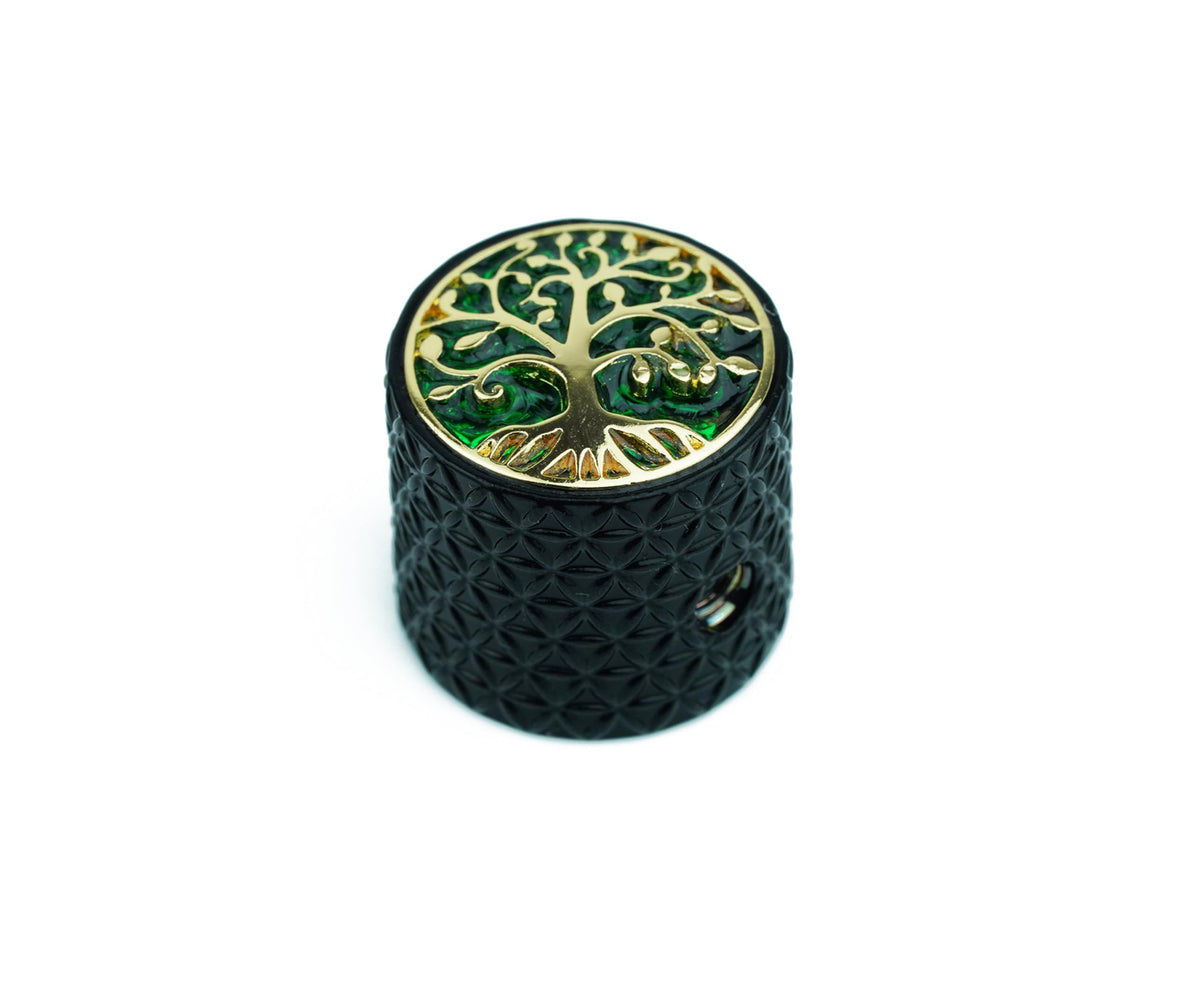 guyker Guitar Control Knobs, 4Pcs Dia. 6mm Zinc Alloy Dome Volume Tone Potentiometer Caps Button with Tree of Life Top for Electric Guitar Bass Accessories, CKB026 black gold