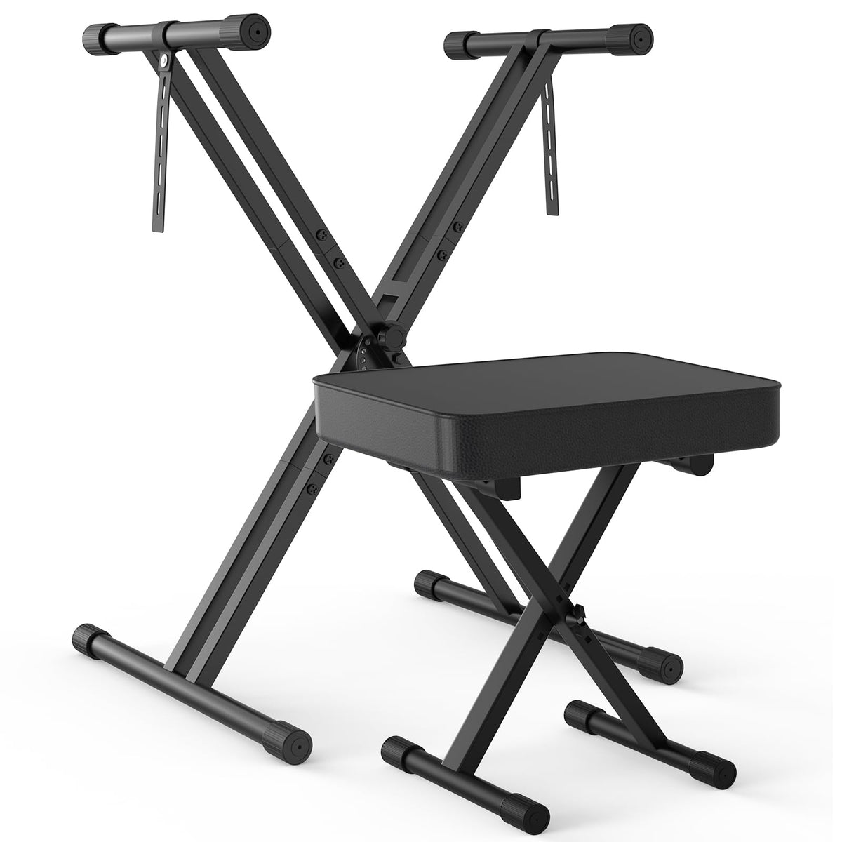 GLEAM Keyboard Stand and Bench Set, Double X Style Digital Piano Stand Height from 19" to 38", Heavy Density Foam Padded Stool from 14" to 18"