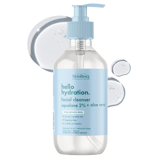 Skin ResQ by Petal Fresh Hello Hydration Cleanser, Daily Gentle Foaming Facial Cleanser with 2% Squalane Complex and Aloe Vera, Fragrance Free Hydrating Face Wash for Dry Sensitive Skin, 10 oz