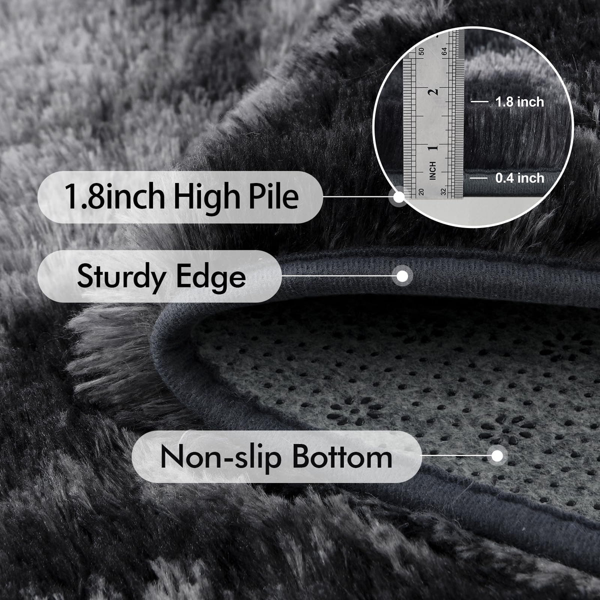 6x9 Ft Large Shag Rugs for Living Room Decor, Tie-Dyed Ultra Soft Fluffy Furry Area Rugs for Bedroom Indoor Floor, Aesthetic Carpet for Kids Home (Dark Grey) - thewildfolk 6x9 Ft Large Shag Rugs for Living Room Decor, Tie-Dyed Ultra Soft Fluffy Furry Area Rugs for Bedroom Indoor Floor, Aesthetic Carpet for Kids Home (Dark Grey)
