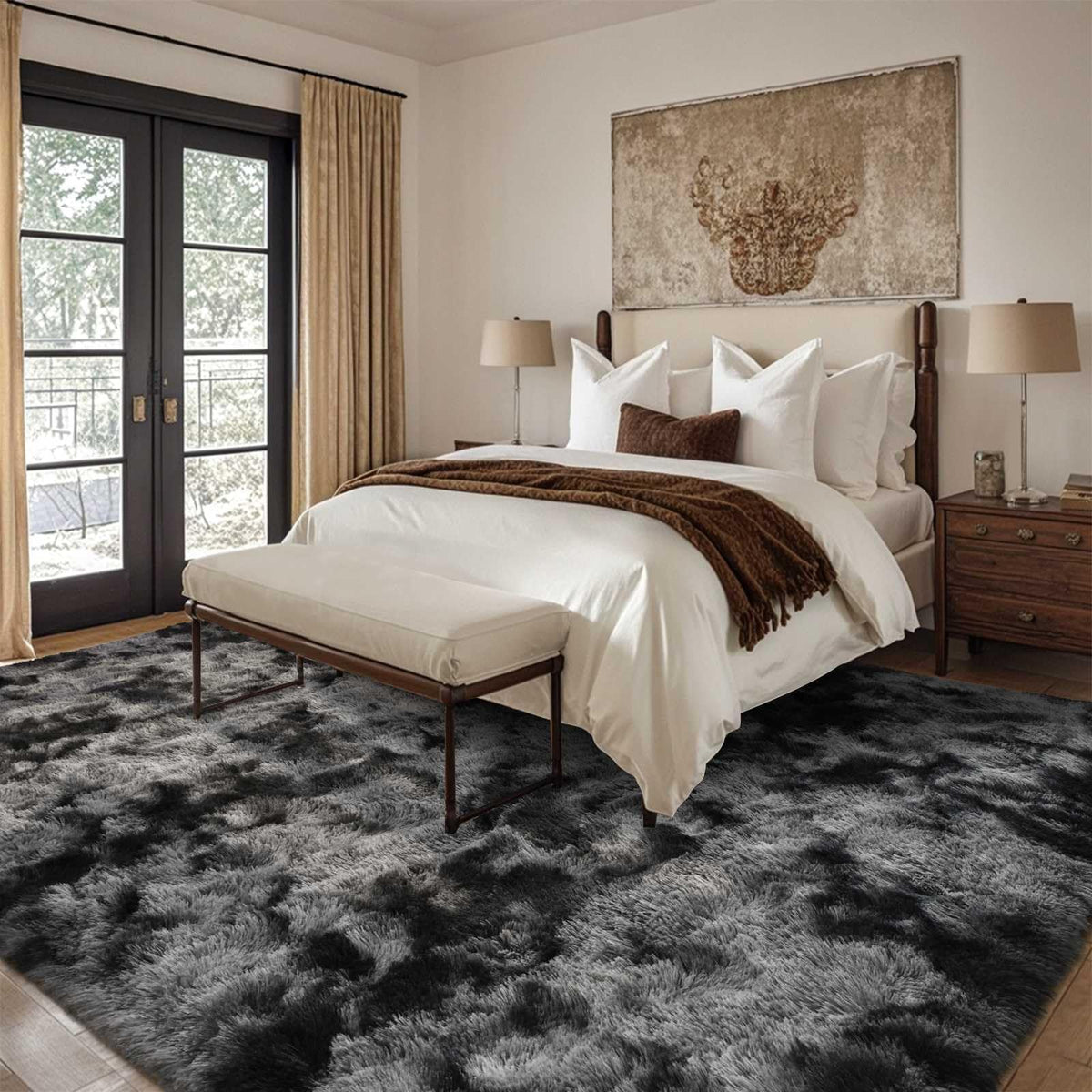 6x9 Ft Large Shag Rugs for Living Room Decor, Tie-Dyed Ultra Soft Fluffy Furry Area Rugs for Bedroom Indoor Floor, Aesthetic Carpet for Kids Home (Dark Grey) - thewildfolk 6x9 Ft Large Shag Rugs for Living Room Decor, Tie-Dyed Ultra Soft Fluffy Furry Area Rugs for Bedroom Indoor Floor, Aesthetic Carpet for Kids Home (Dark Grey)