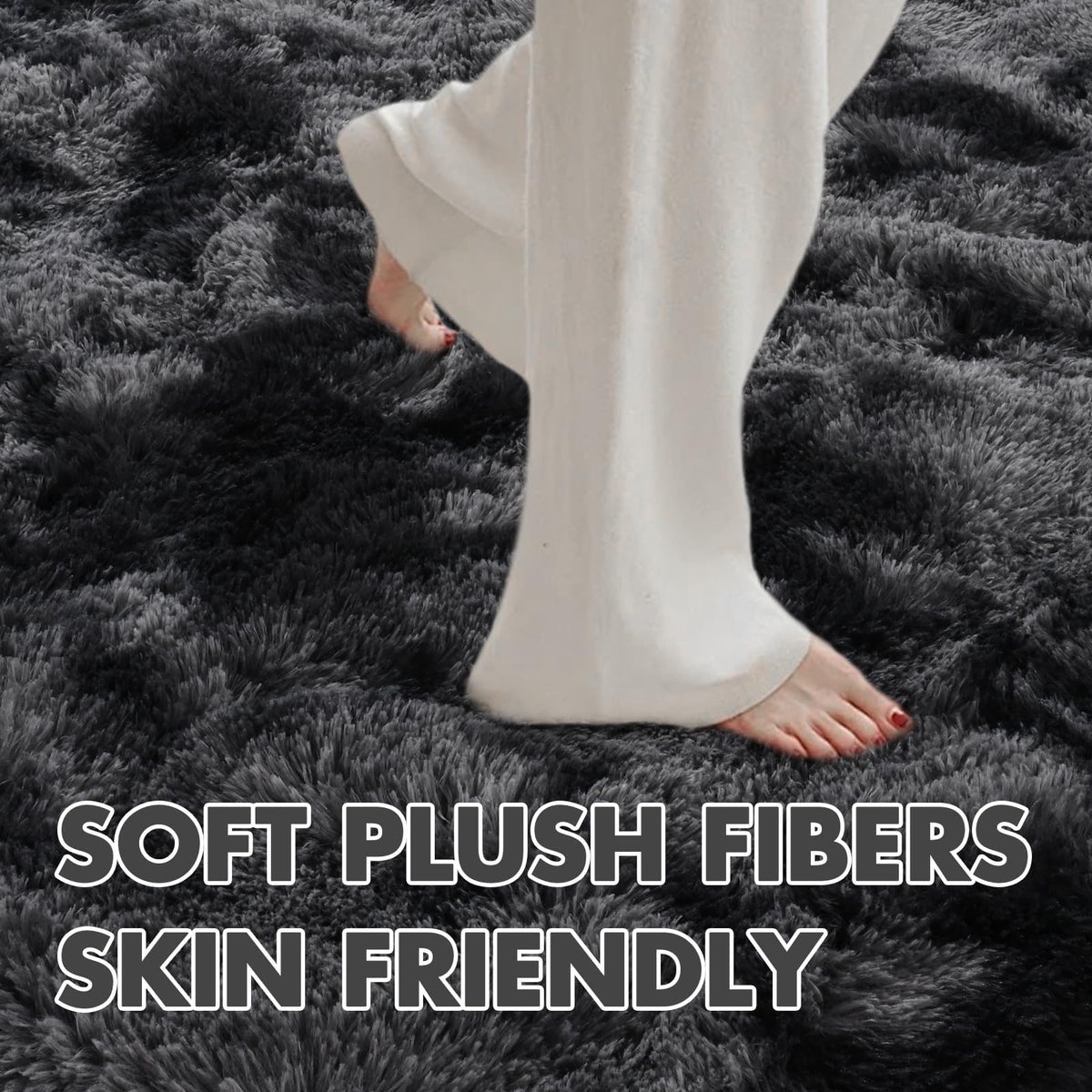 6x9 Ft Large Shag Rugs for Living Room Decor, Tie-Dyed Ultra Soft Fluffy Furry Area Rugs for Bedroom Indoor Floor, Aesthetic Carpet for Kids Home (Dark Grey) - thewildfolk 6x9 Ft Large Shag Rugs for Living Room Decor, Tie-Dyed Ultra Soft Fluffy Furry Area Rugs for Bedroom Indoor Floor, Aesthetic Carpet for Kids Home (Dark Grey)