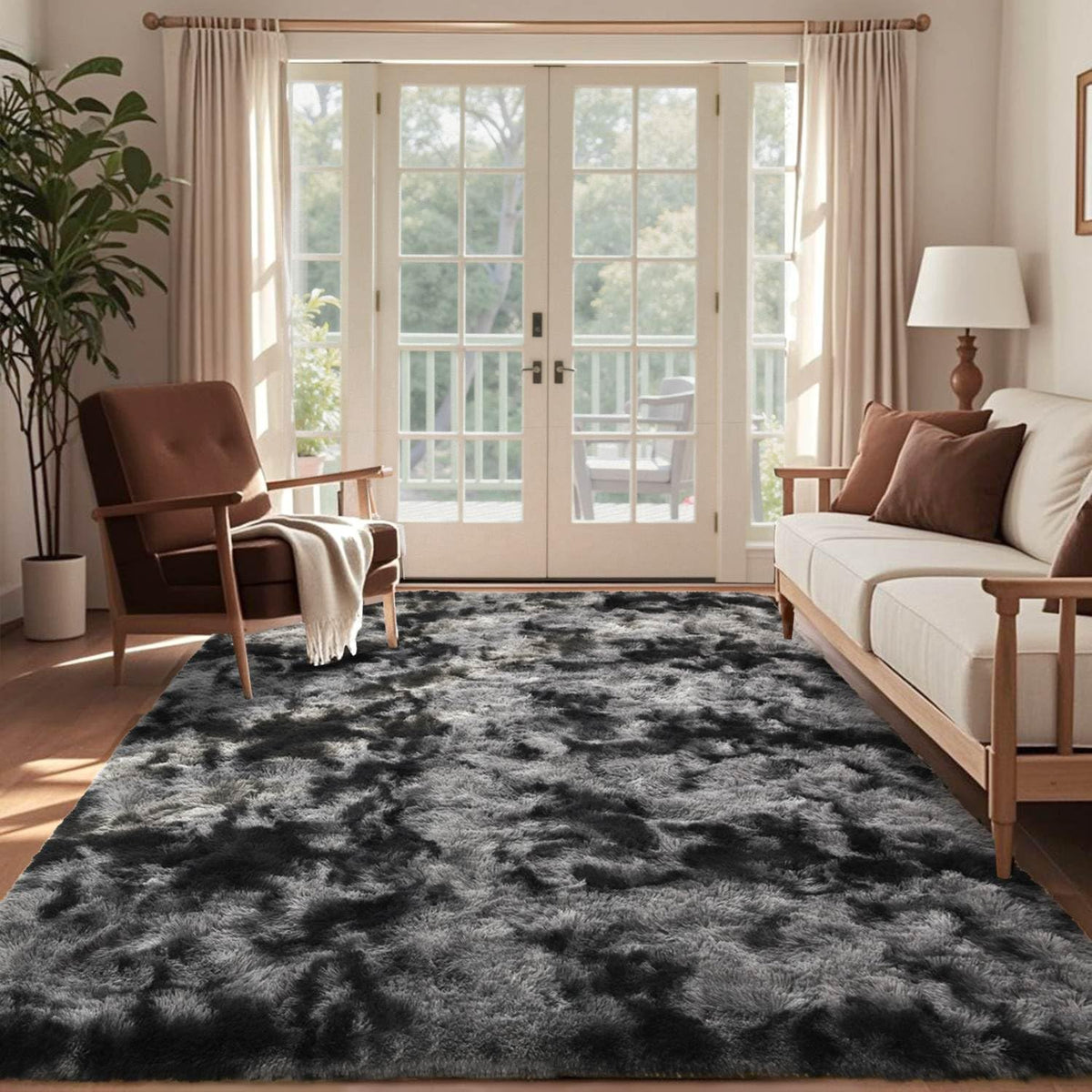 6x9 Ft Large Shag Rugs for Living Room Decor, Tie-Dyed Ultra Soft Fluffy Furry Area Rugs for Bedroom Indoor Floor, Aesthetic Carpet for Kids Home (Dark Grey) - thewildfolk 6x9 Ft Large Shag Rugs for Living Room Decor, Tie-Dyed Ultra Soft Fluffy Furry Area Rugs for Bedroom Indoor Floor, Aesthetic Carpet for Kids Home (Dark Grey)