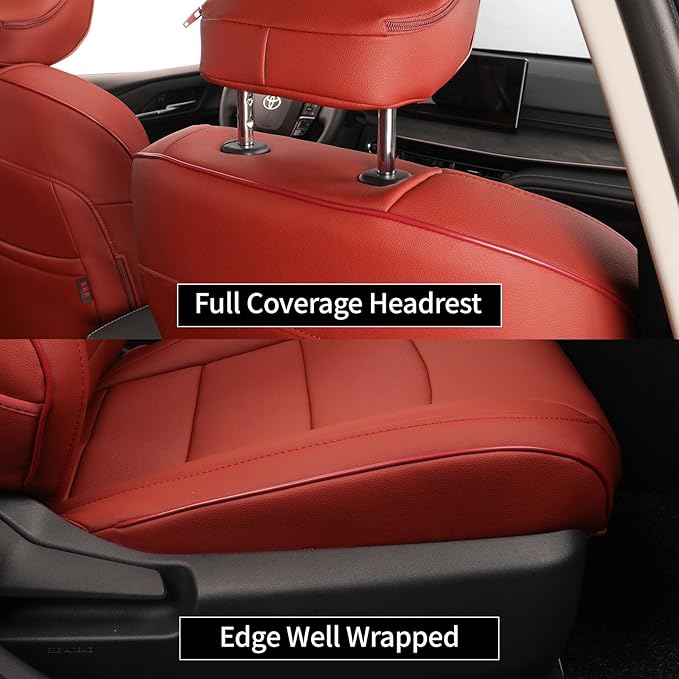 EKR Camry Seat Covers for Toyota Camry L, LE, SE 2018-2024 & SE Nightshade 2020-2024,(Not for Hybrid) Leather Car Seat Cover Full Set for Trucks SUV-Faux Leather (Burgundy)