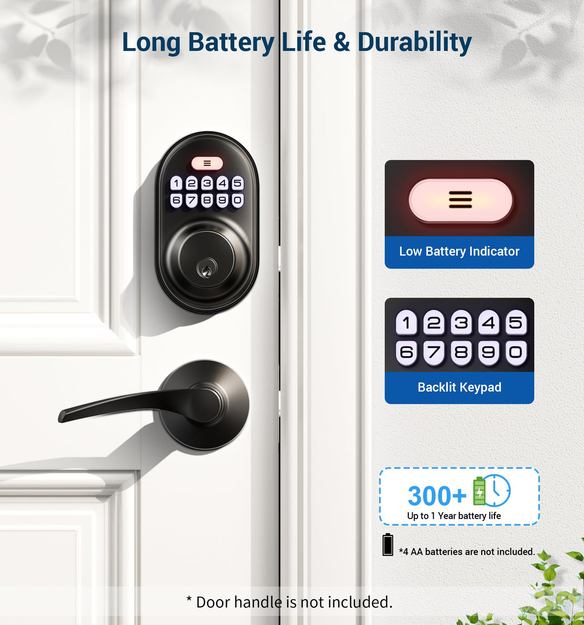 Veise RZ-A Electronic Keypad Deadbolt Door Lock, Matte Black
