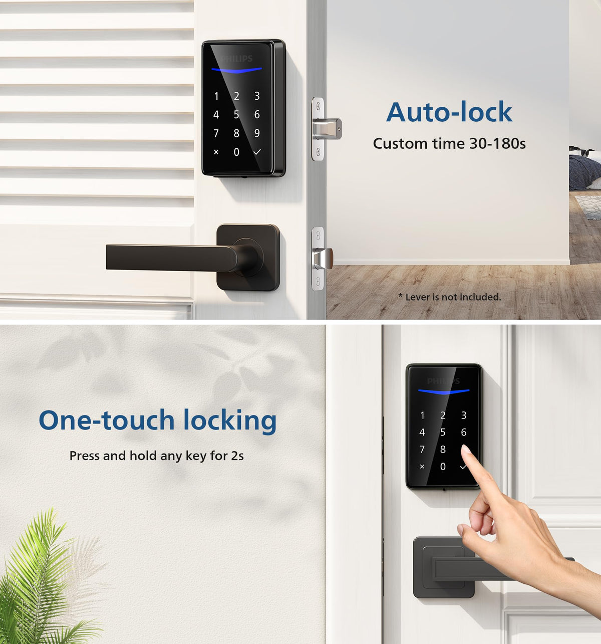 Philips Keyless Entry Door Lock - Generate One-time Code Remotely Nonconnected- Touchscreen Keypad Standalone Deadbolt Lock - Matte Black