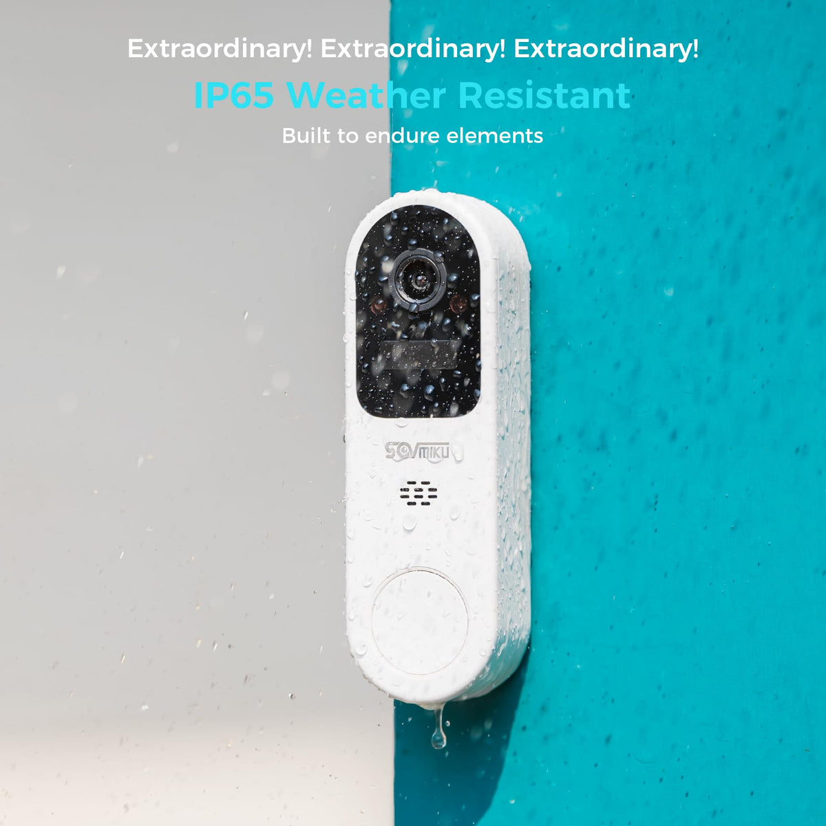 SOVMIKU Vicohome DB3 2K AI Video Doorbell with Chime, Home Security Battery Camera Wireless, Audible Alarm, Easy to Setup, Human Detection,Two Way Audio, 2.4GHz Wi-Fi, 180 Days Care Plan, No SD Slot