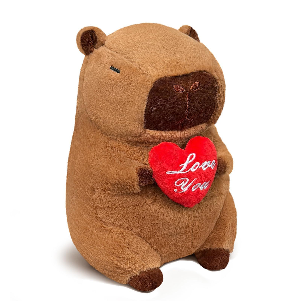 SHINUOER Cute Capibara Plush, Stuffed Animal with Red Heart 12 Inch
