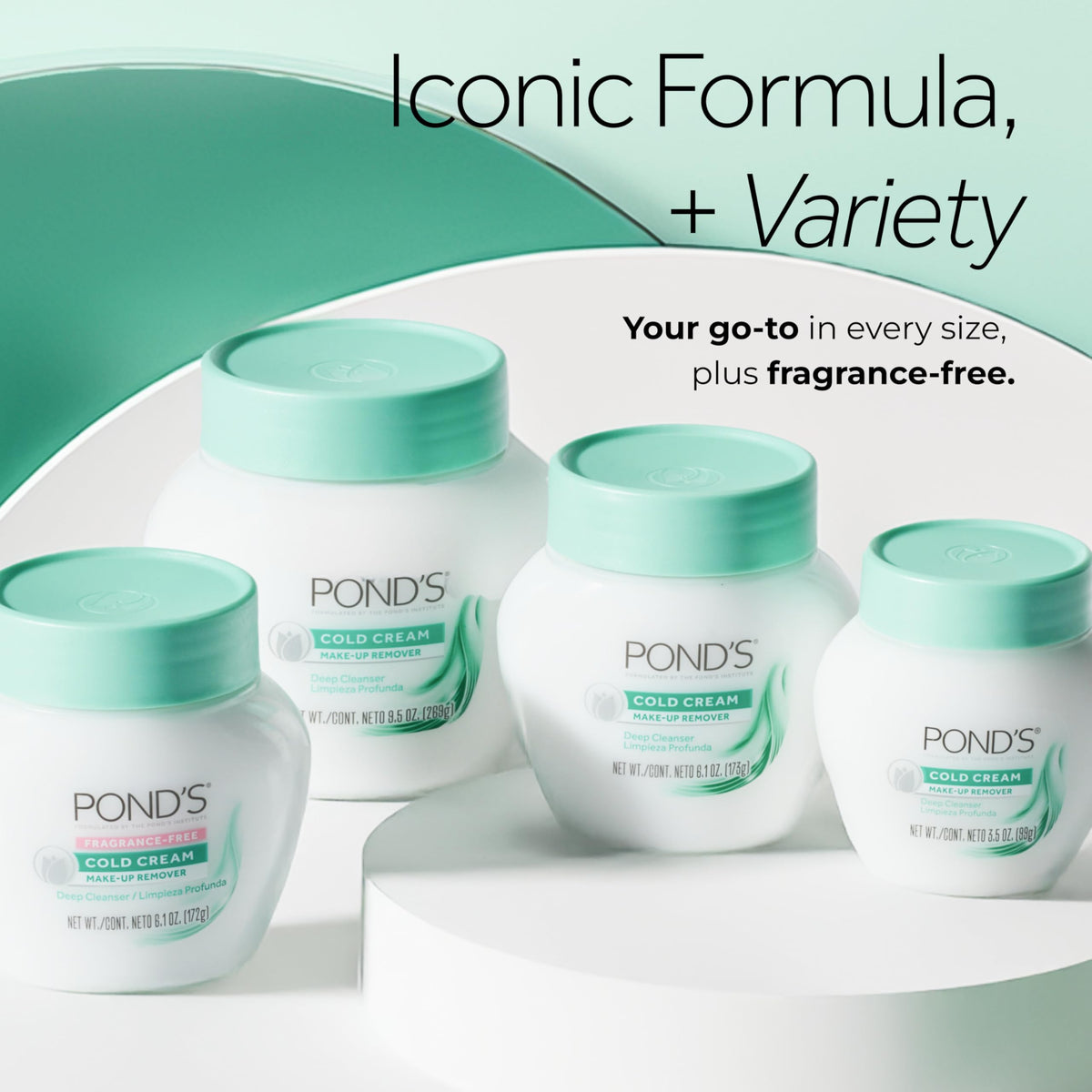 POND'S Cold Face Cream, Skin Care Facial Cleanser for All Skin Types, Deep Moisturizing Face Wash & Makeup Remover, 9.5 oz, 3 Pack