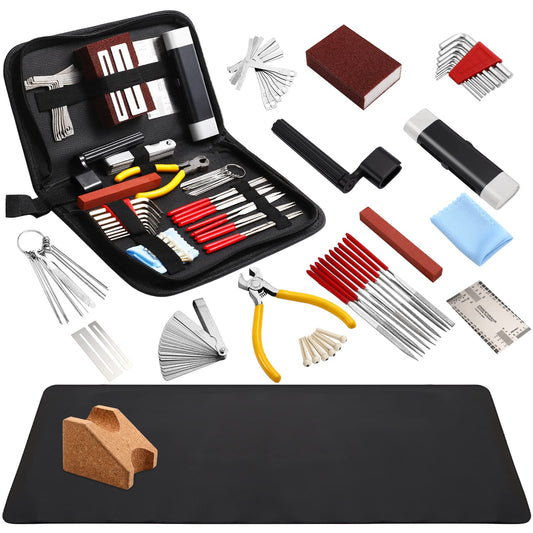 Guitar Repairing Maintenance Tool Kit with Guitar Neck Rest Cradle and Instrument Mat for Guitar Workstation, Acoustic Guitar Electric Guitar Ukulele Violins Bass Banjo, Gift for Musicians