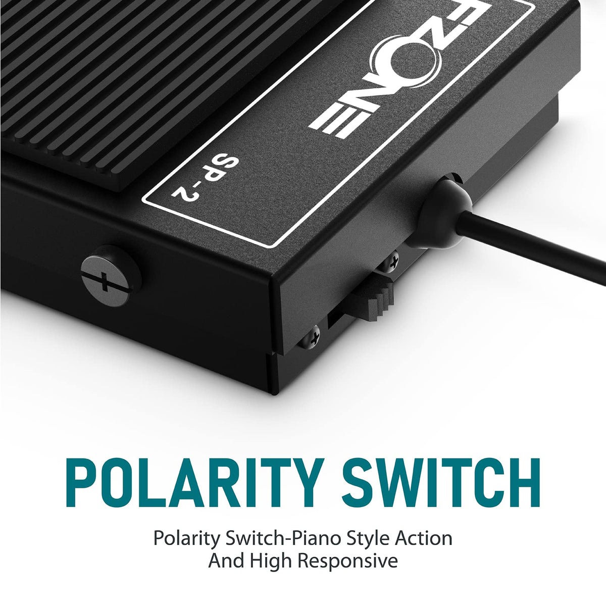 FZONE Compact Sustain Pedal for Keyboards Digital Pianos Synthesizers,Tone Modules,Drum Machines All Metal Heavy Design,Non-Slip,with Polarity Switch