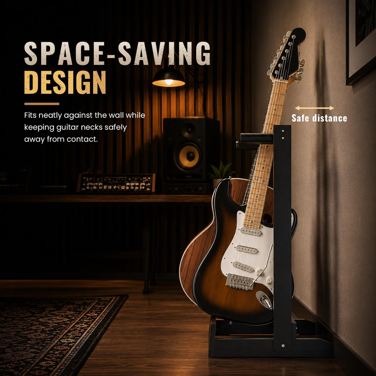 YUHUBY Adjustable EVA Padded Rod Guitar Rack Folding Multi Guitar Stand