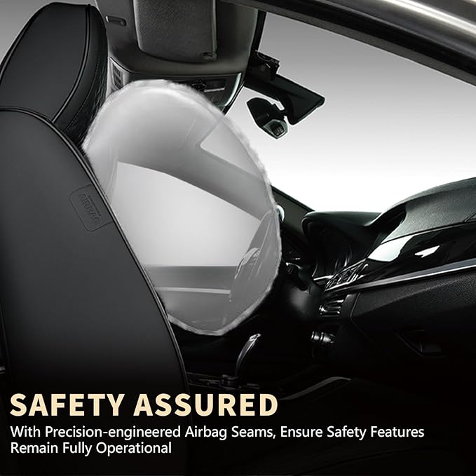 FLORICH Front Car Seat Covers, Luxury Waterproof Faux Leather Seat Covers Cushion, Black Car Seat Cover Protectors Universal Fit for Most 5 Seats Vehicles - Black