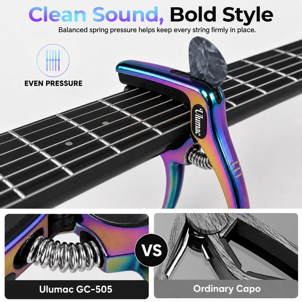 Rainbow Guitar Capo for Acoustic & Electric Guitar, Gift for Guitar Player