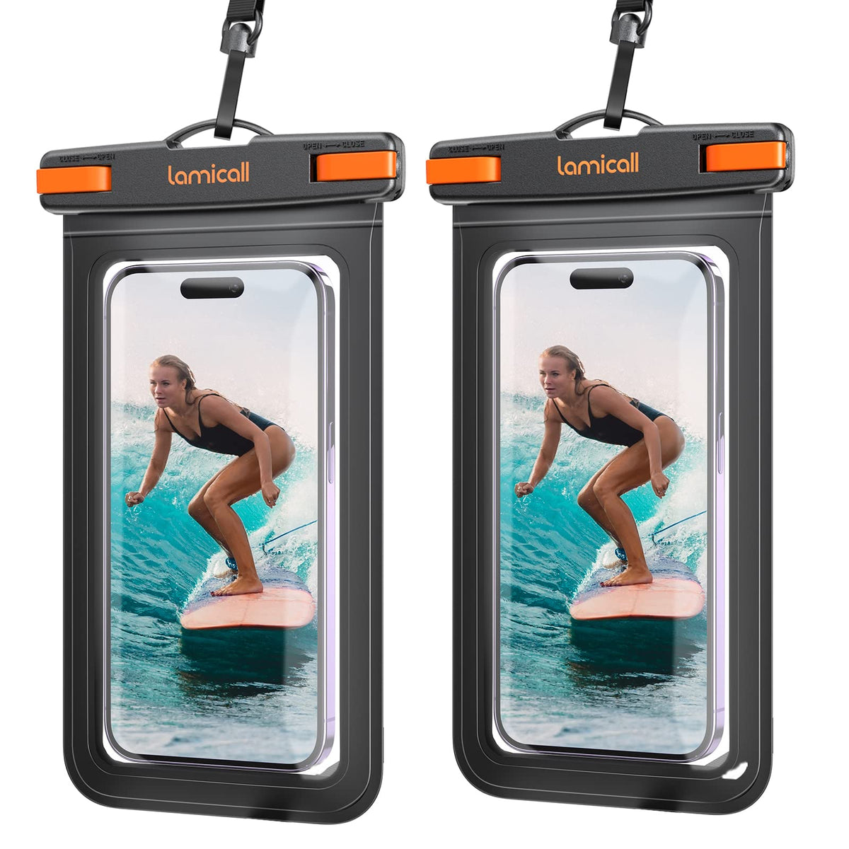 Lamicall Large Size Waterproof Phone Pouch, [2 Pack][ Big Case Friendly ]