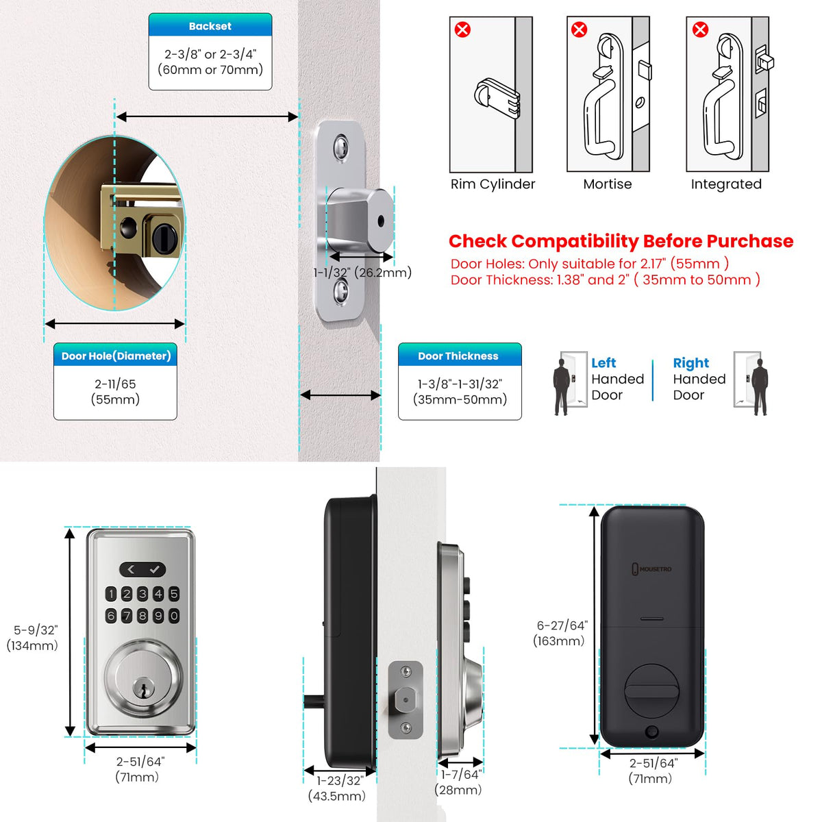 Keyless Entry Door Lock Deadbolt with Keypad, Digital Smart Locks with Code