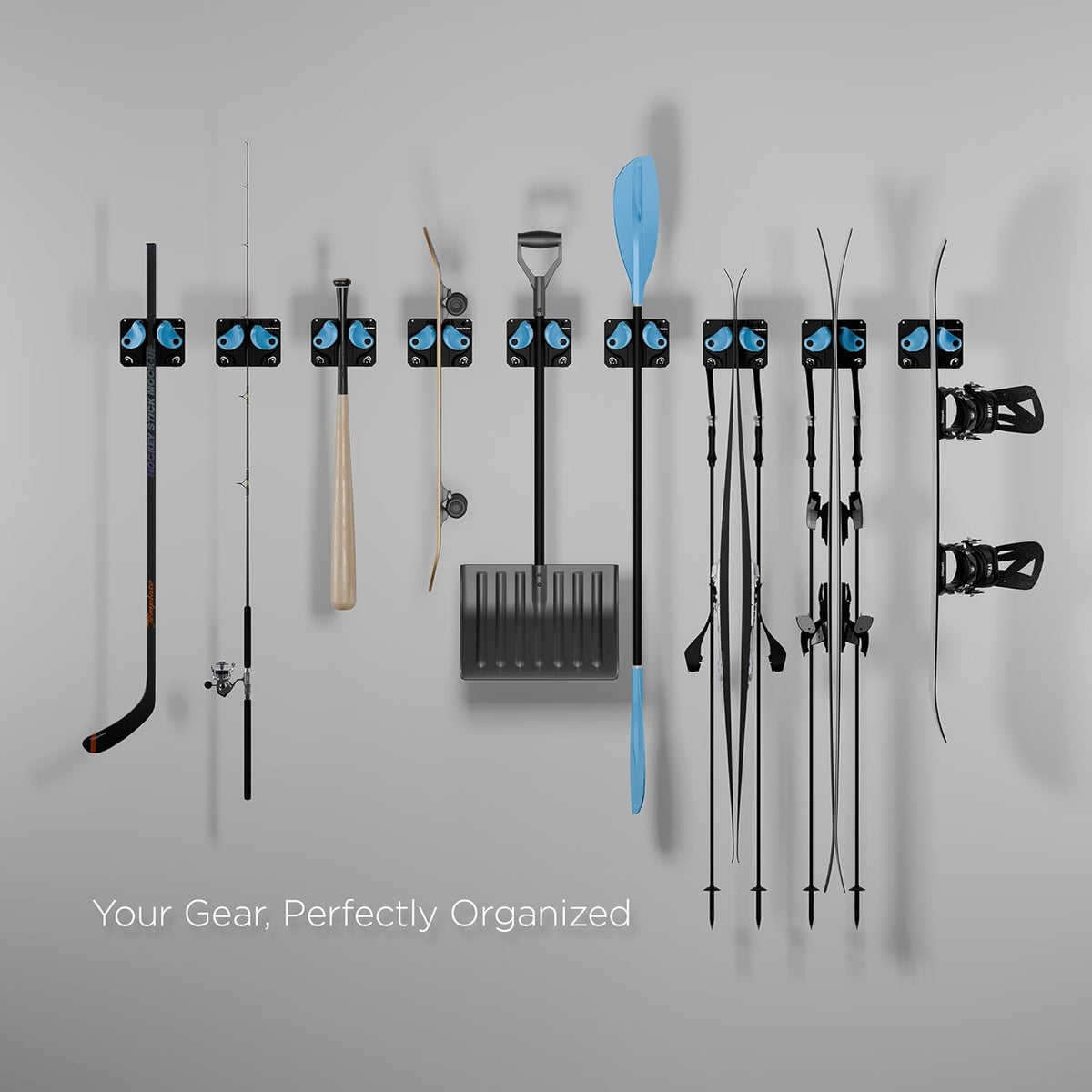 Ultimate Ski & Snowboard Wall Storage Rack - Fits any Ski or Snowboard - Save Your Rocker, Tips and Tails - Damage-free - 2x - Black