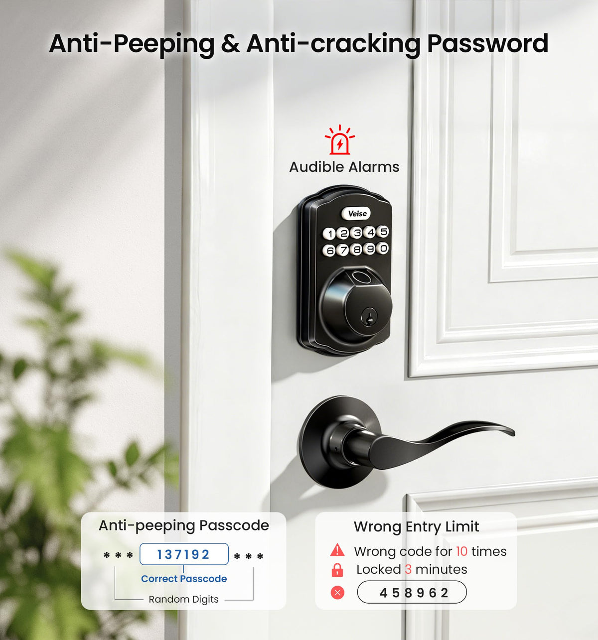 Veise KS02A Fingerprint Door Lock, Keypad Deadbolt, Matte Black