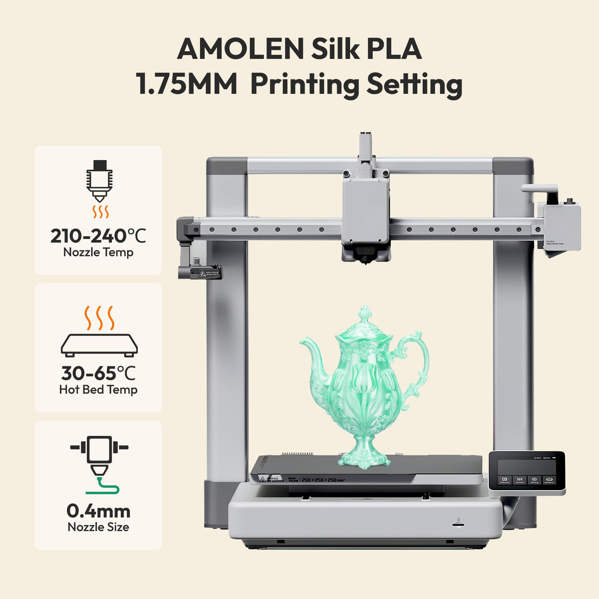 AMOLEN Silk 3D Printer Filament Bundle, Pastel 4-Pack, 200g x 4 Spools