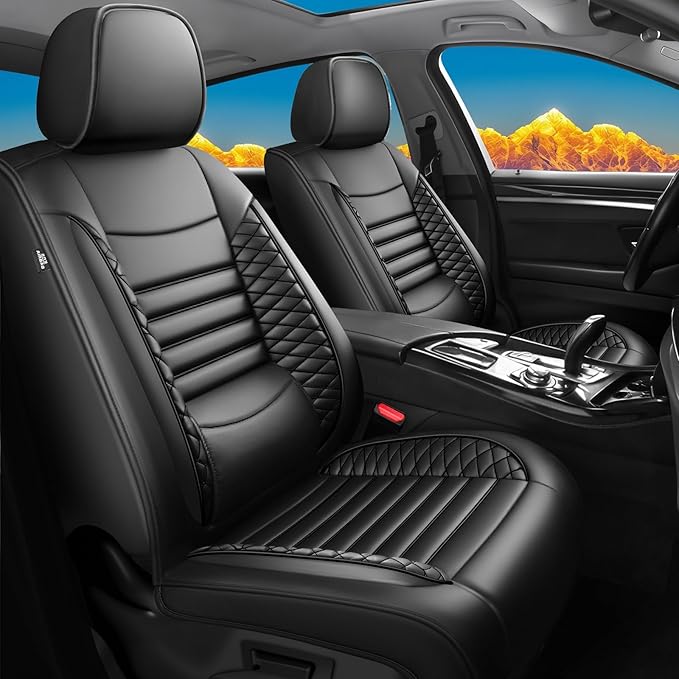 Fit Impreza Car Seat Covers for Subaru Impreza 2004-2024 2025 2026 - Upgraded Premium Waterproof & Breathable Leather, Airbag Compatible, All-Weather Seat Cushion Protector (Full Set, Black)