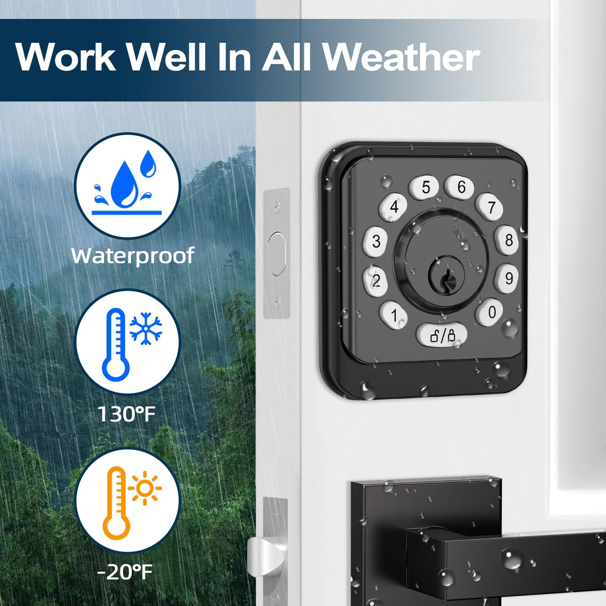 Keypad Smart Door Lock, Keyless Entry Door Lock with Keypad