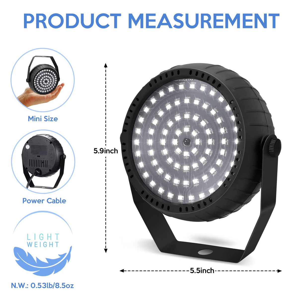 Telbum White Strobe Lights Halloween Super Bright 78 LEDs Strobe Light for Parties Sound Activated Mini DJ Strobe Light with Remote Control, Best for Room Stage Party Dance Wedding