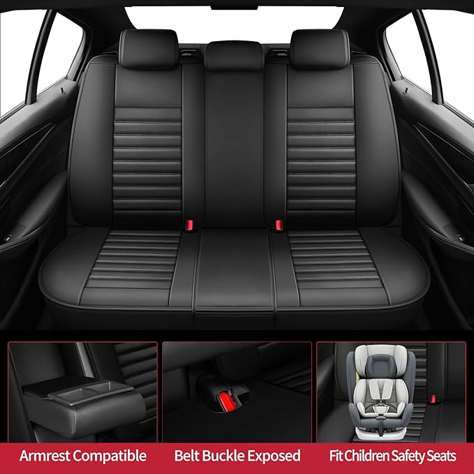 Fit Outback Car Seat Covers for Subaru Outback 2010-2024 2025 2026 - Upgraded Premium Waterproof & Breathable Leather, Airbag Compatible, All-Weather Seat Cushion Protector (Full Set, Black)