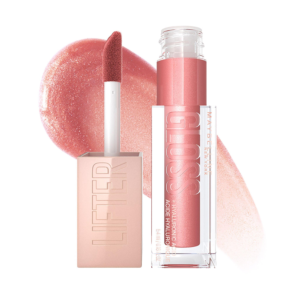 MAYBELLINE Lifter Gloss with Hyaluronic Acid, Hydrating Lip Gloss, Brass & Moon Shades, 0.18 Ounce Each