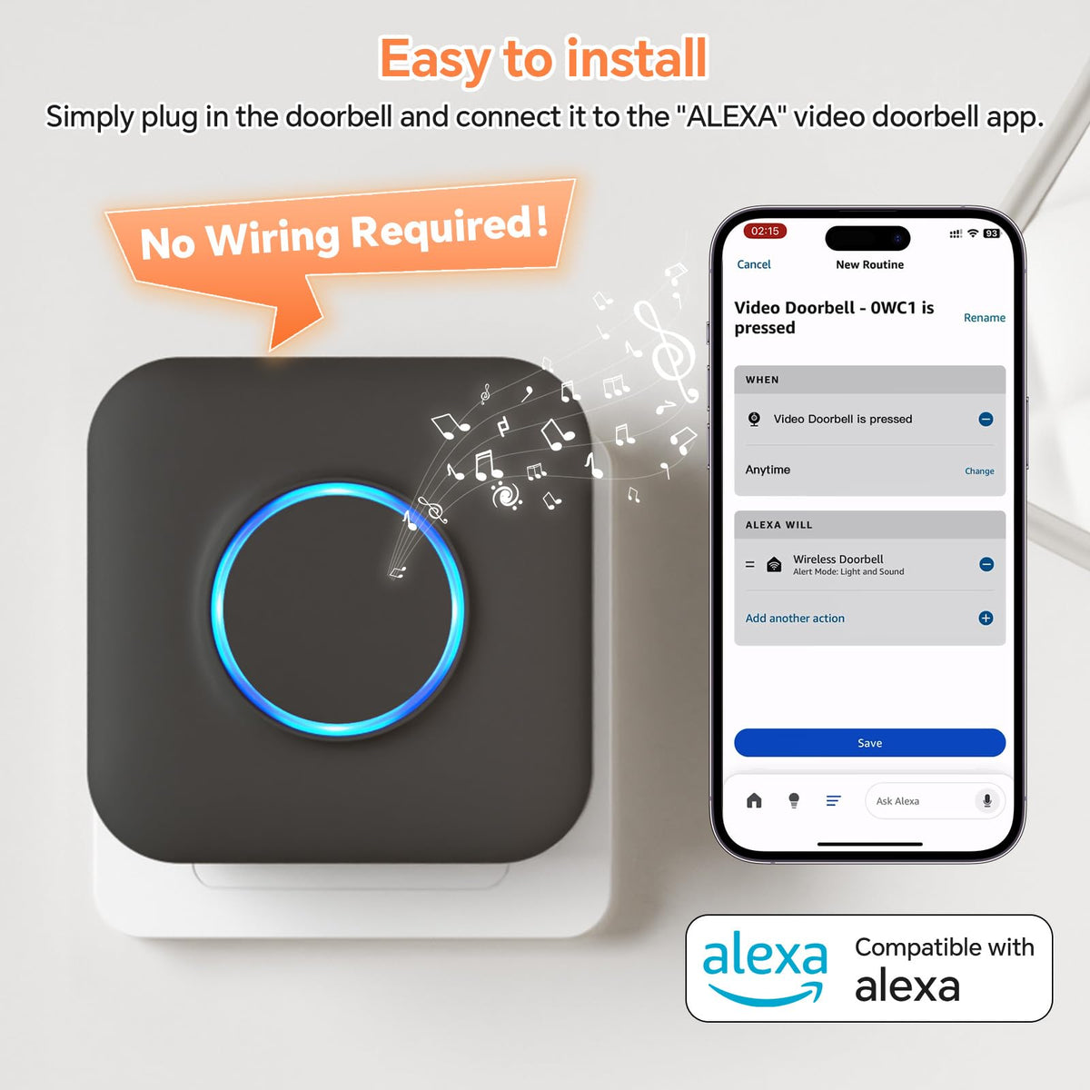 WIFI Wireless Doorbell Chime for Google Nest Video Doorbell – 1Pack