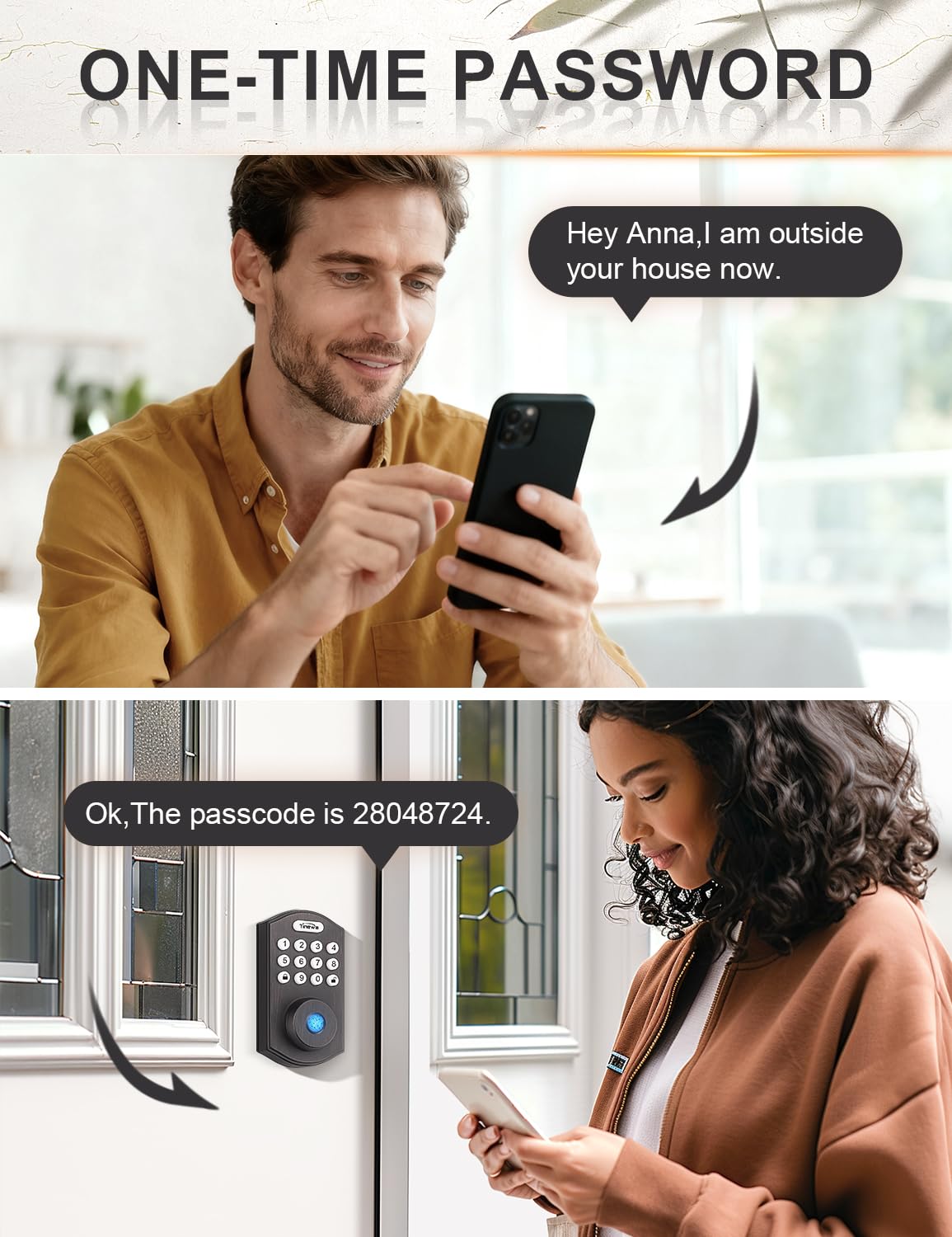 Tinewa Smart Locks for Front Door - Oil Rubbed Bronze Keyless Entry Door Lock Deadbolt, Electronic Digital Keypad Deadbolt with Fingerprint, APP Control, Easy Installation, Home Security