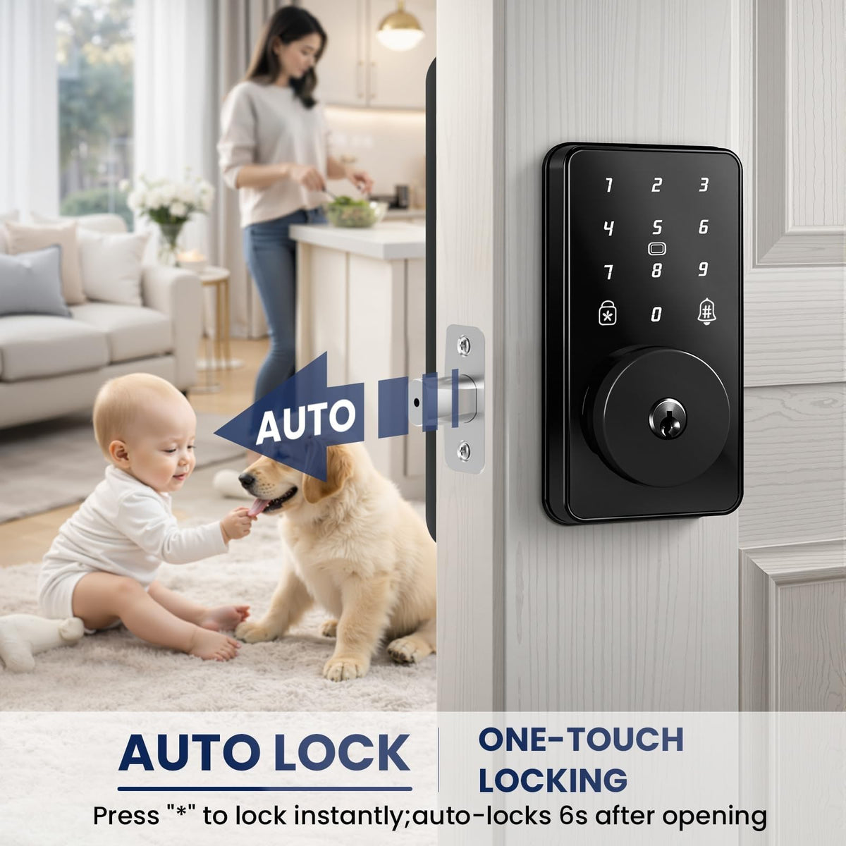Keyless Entry Door Lock with Keypad, Biquole Smart Deadbolt Lock
