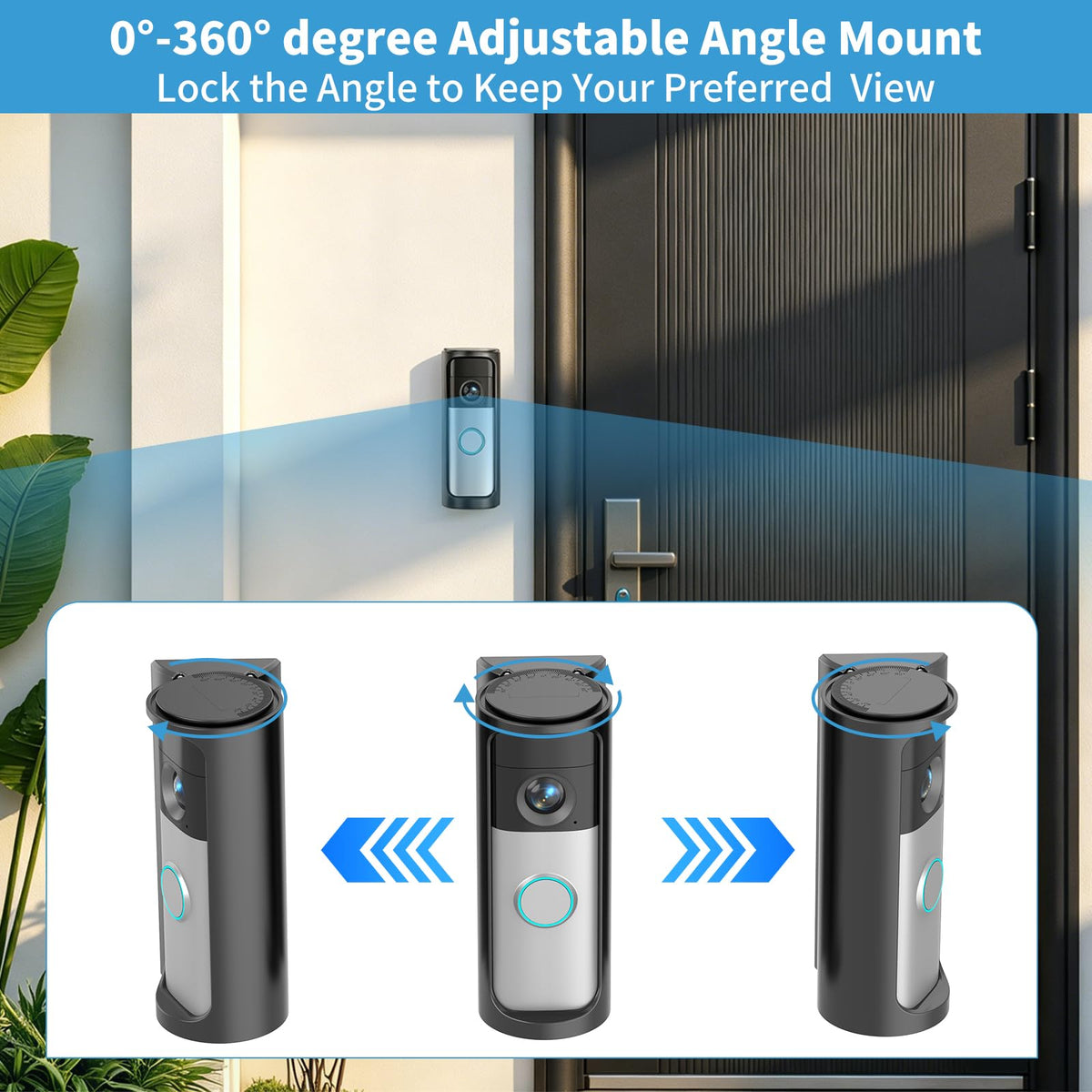 360° Adjustable Ring Doorbell Angle Mount for 2026 Newest Battery Doorbell/Plus/Pro (2nd Gen), No-Drill Adhesive Corner Wedge Kit with Rain Cover, Anti-Theft Video Doorbell Kits for Houses Apartments