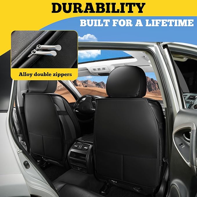 LINGVIDO Car Seat Covers for Front Seats (2 Seats) - Premium Perforated Nappa Leather,Waterproof Shield, Omni-Adapt Fit for SUVs Sedans, Ideal for Rideshare & Pets