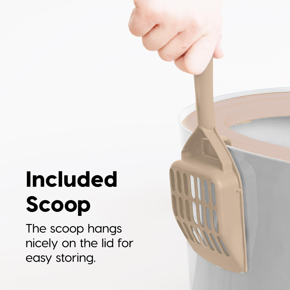 IRIS USA Top Entry Cat Litter Box, Hooded Privacy, Large, Beige/White