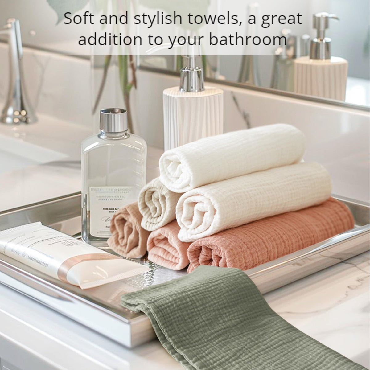 Konssy 7 Pack Face Cloths, 100% Muslin Cotton Wash Cloth for Washing Face