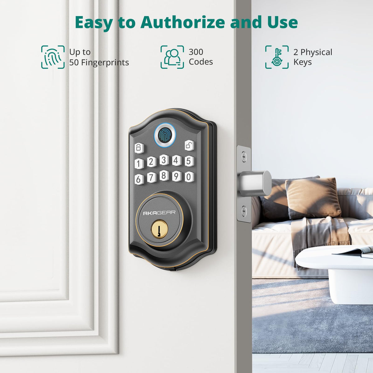 AkaGear DS10 Keyless Entry Door Lock with Fingerprint, Oil Rubbed Bronze