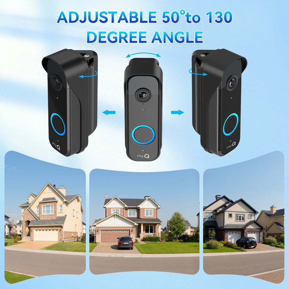Power Adapter Kit for myQ Video Doorbell, 25FT/7.5M Weatherproof Charging Cable and Adjustable Swivel Doorbell Mount, Continuous Charging Your Doorbell, Compatible with Homes, Apartments - Black