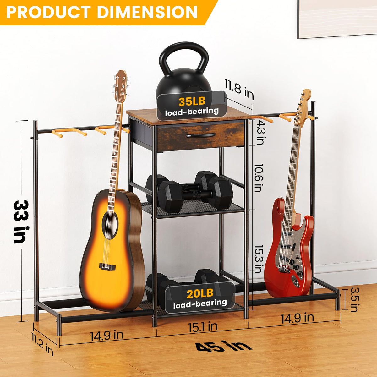 4 Tier Adjustable Multi Electric Guitar Stand for Home Music Studio