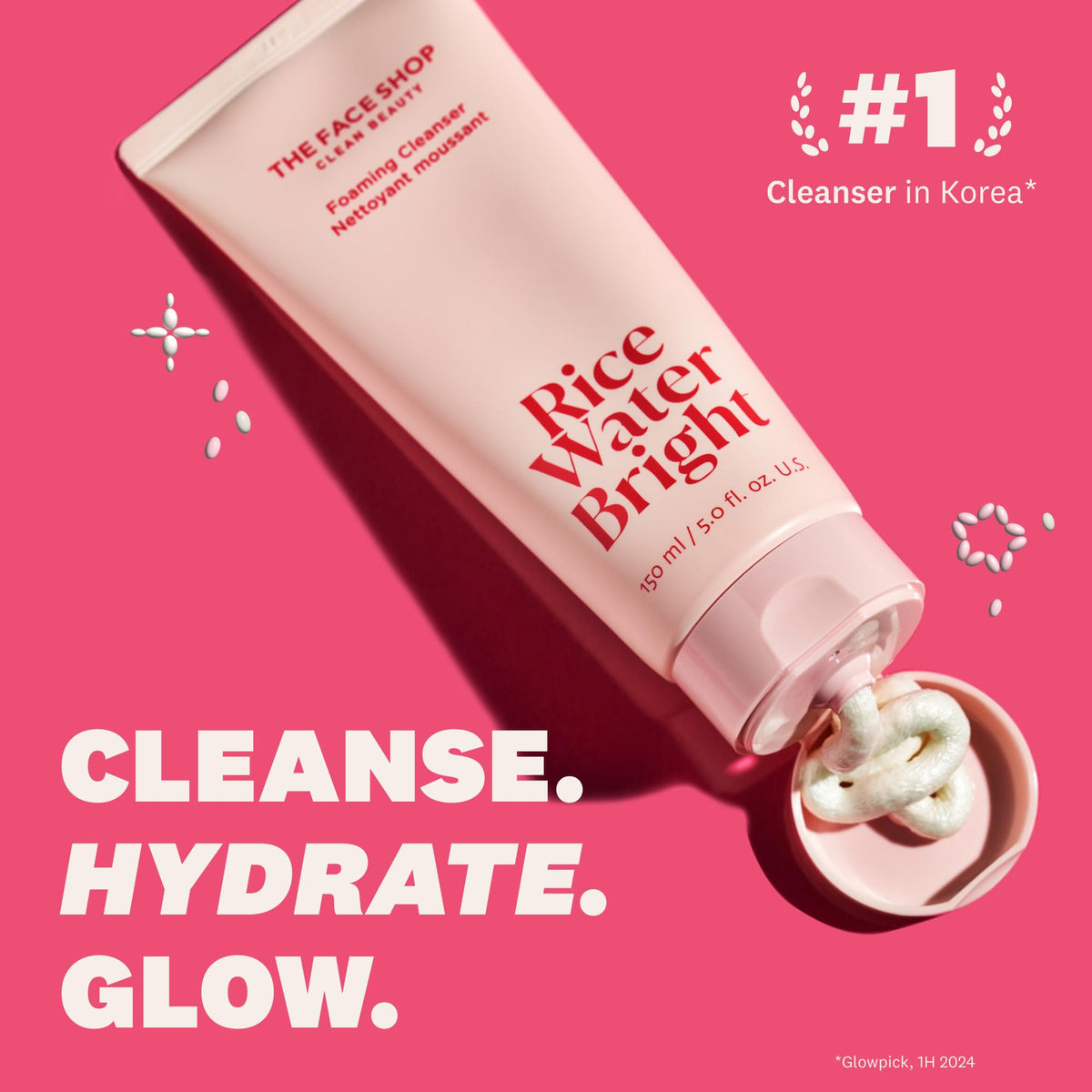 THE FACE SHOP Rice Water Bright Foaming Cleanser, Face Wash, 5.0 fl. oz.