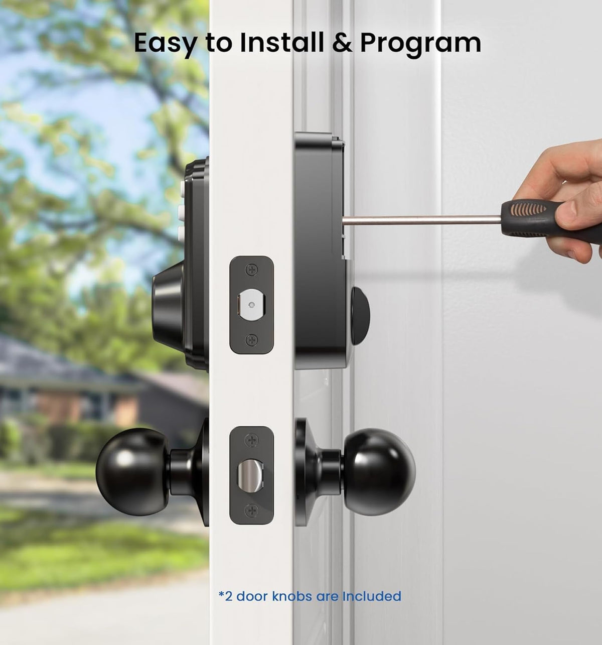 Veise KS01C Keyless Entry Deadbolt Door Lock with Knobs, Matte Black
