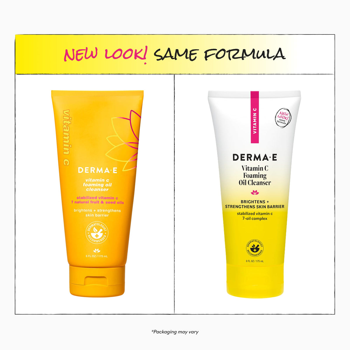 Derma E Vitamin C Foaming Oil Cleanser, 6 Fl Oz Face Wash with Niacinimide