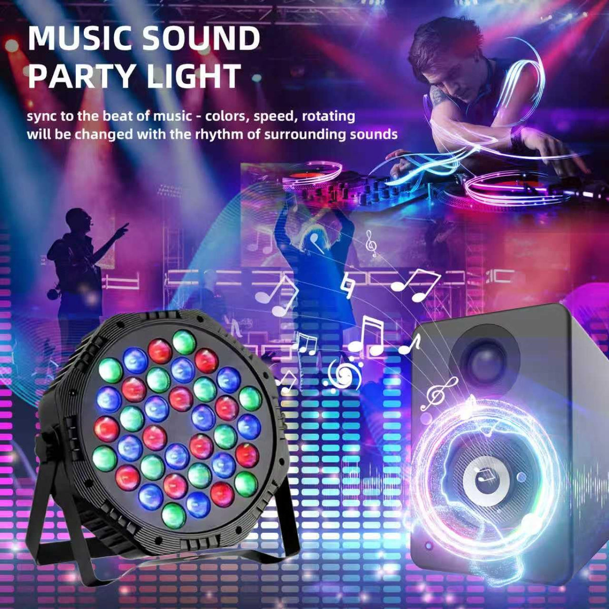 Yiixuyo - 3-Packs 36 LEDs Par Lights DJ Stage Light for Party