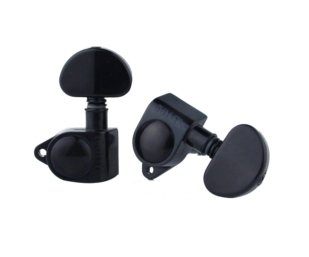 Guyker Guitar Machine Heads (3L + 3R Handed) – 1:21 Sealed Tuners Tuning Key Pegs with Big handle Replacement for Electric, Folk or Acoustic Guitars – Black, GK102B