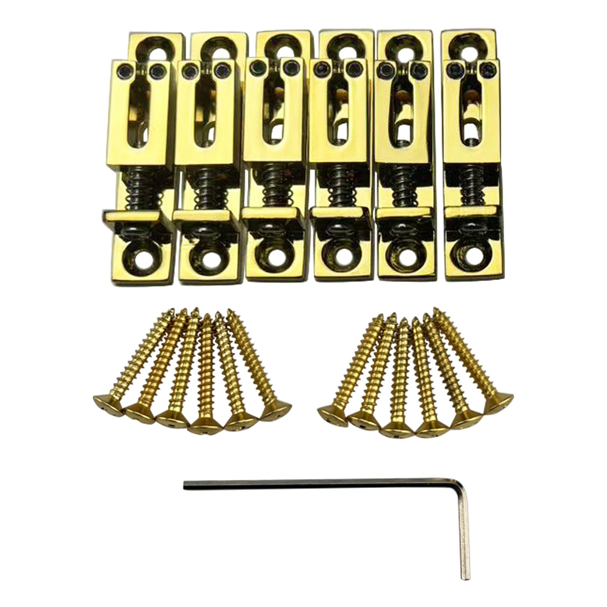OVSAL Pack of 6 10.5mm Single String Guitar Bridge Zinc Alloy Individual Fixed Hardtail Bridge for 6 String Electric Guitar Replacement Parts Gold