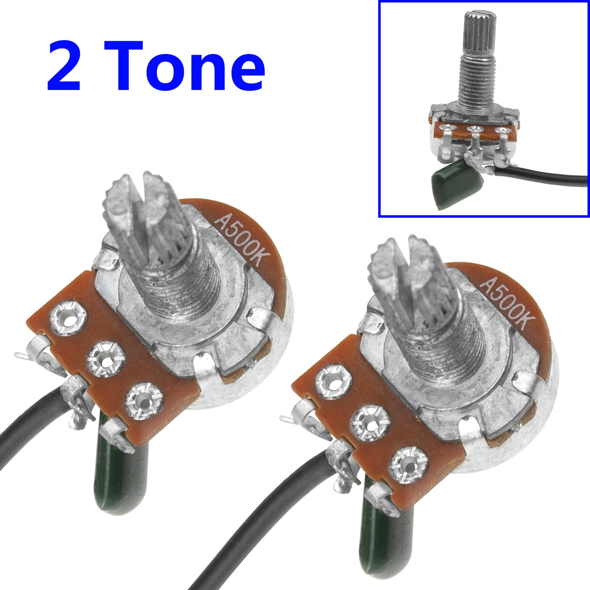 1Pcs Yootones Electric Guitar Wiring Harness Kit 2V2T, 2 Volume 2 Tone Prewired 500K Pots 3 Way Switch Socket Compatible with Les Paul LP Electric Guitar (White)