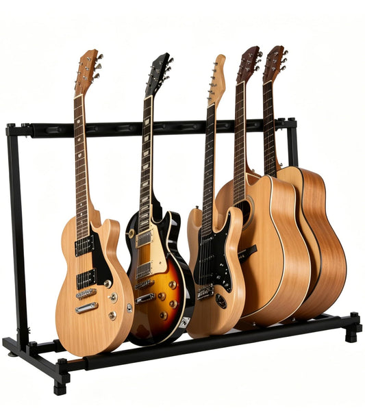 Voxlumia 5 Multi Guitar Stand Rack with Folding Design,Black Guitar Holder