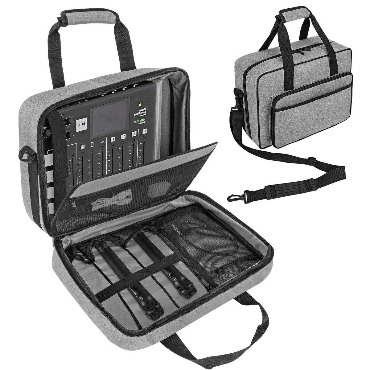 Muscab Audio Mixer Case 0.4 Inch Padded DJ Mixer Bag Travel Padded Case for Audio Mixers, DJ Controllers & Equipment Compatible with RODECaster Pro,RODECaster Pro II,TC-Helicon GoXLR-Grey