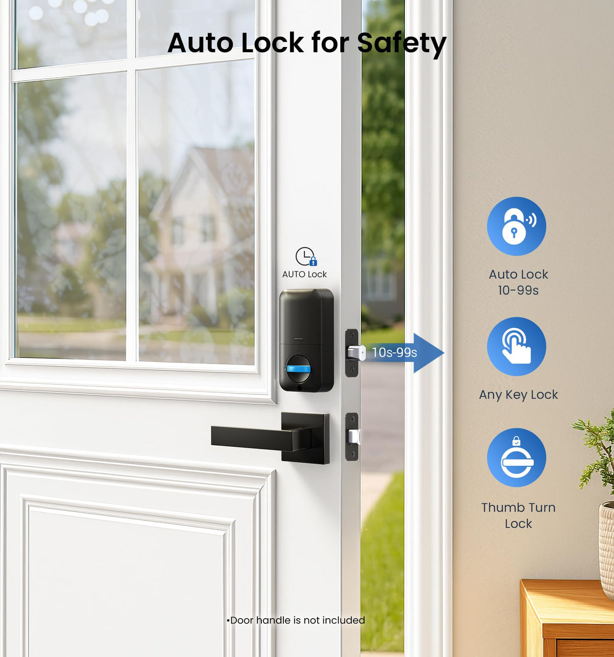 Veise KS02A Fingerprint Door Lock, Keypad Deadbolt, Matte Black