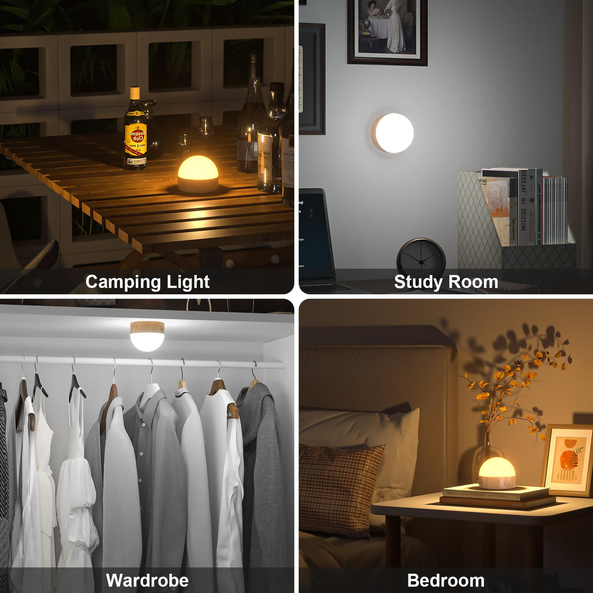 Kintion Portable Night Light, Rechargeable Dimmable 8 Color Lighting (2pcs)